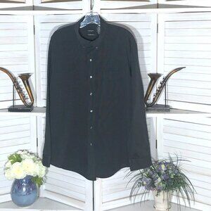 Van Heusen Classic Fit Shirt Pinstripe Black Gray Large